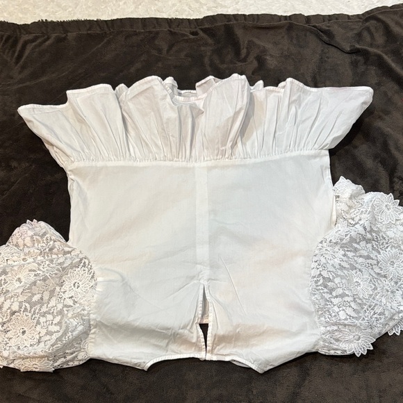 Zara White Lace Sleeve Blouse - Picture 7 of 7